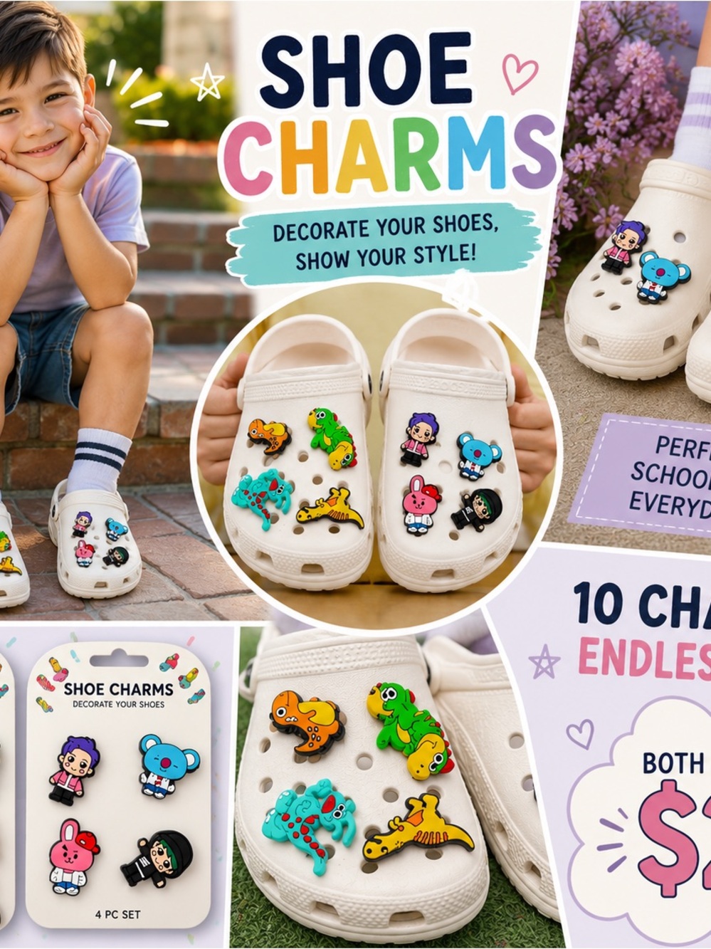 Kawaii Cartoon Shoe Charms - 2 sets - Picture 3 of 3
